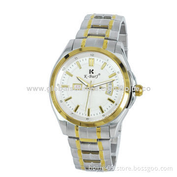 Stainless Steel Movement Quartz Watch for Men with RoHS and CE Marks, Double Calendar